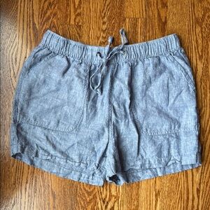 C & C California Casual Blue Women's Linen Shorts, Size Medium